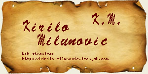 Kirilo Milunović vizit kartica